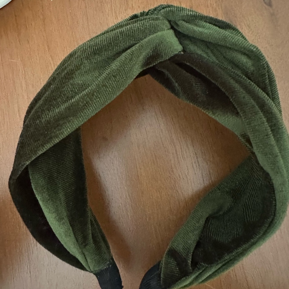 Olive Green Velvet Twist Headband